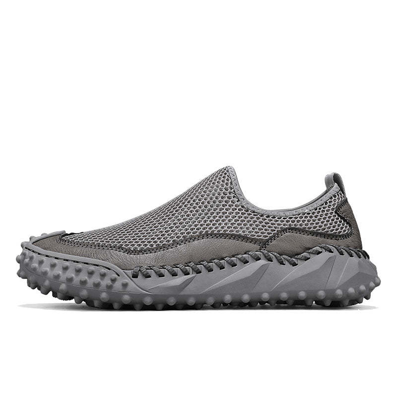 ⏰Fresh Steps – 60% OFF🛒 Men’s Slip-On Orthopedic Casual Walking Shoes – Breathable Mesh, Leather Trim, Arch Support & Non-Slip Rubber Sole for Outdoor Trekking