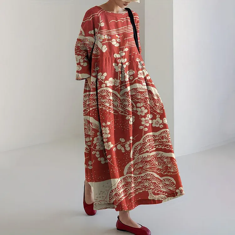 Casual Art Linen Blend Maxi Dress