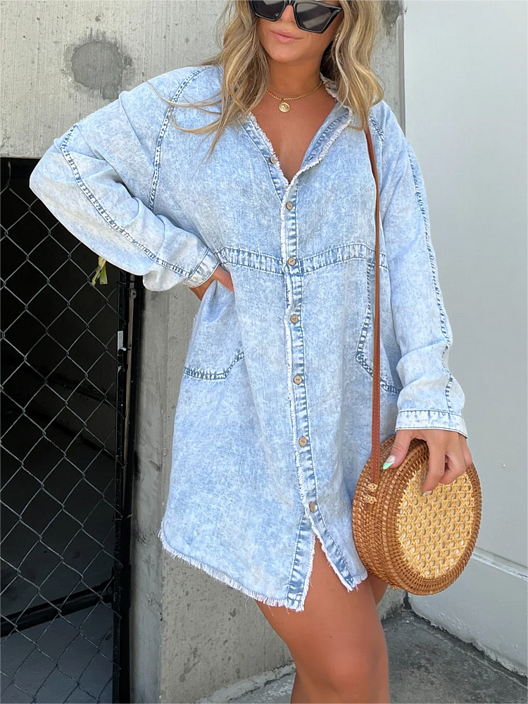 Women's Washed Shirt Dress