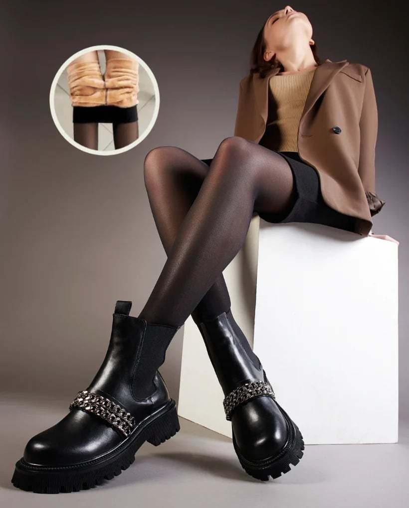 Flawless Legs Fake Translucent Warm Plush Lined Elastic Tights