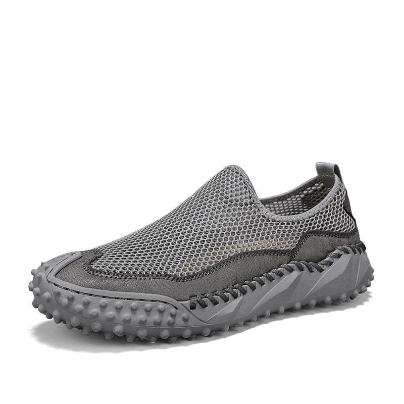 ⏰Fresh Steps – 60% OFF🛒 Men’s Slip-On Orthopedic Casual Walking Shoes – Breathable Mesh, Leather Trim, Arch Support & Non-Slip Rubber Sole for Outdoor Trekking