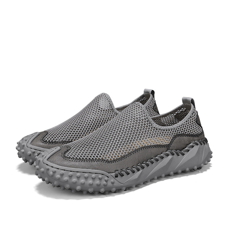 ⏰Fresh Steps – 60% OFF🛒 Men’s Slip-On Orthopedic Casual Walking Shoes – Breathable Mesh, Leather Trim, Arch Support & Non-Slip Rubber Sole for Outdoor Trekking