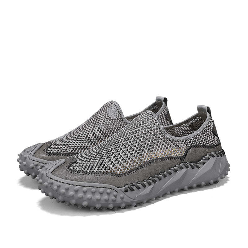 ⏰Fresh Steps – 60% OFF🛒 Men’s Slip-On Orthopedic Casual Walking Shoes – Breathable Mesh, Leather Trim, Arch Support & Non-Slip Rubber Sole for Outdoor Trekking