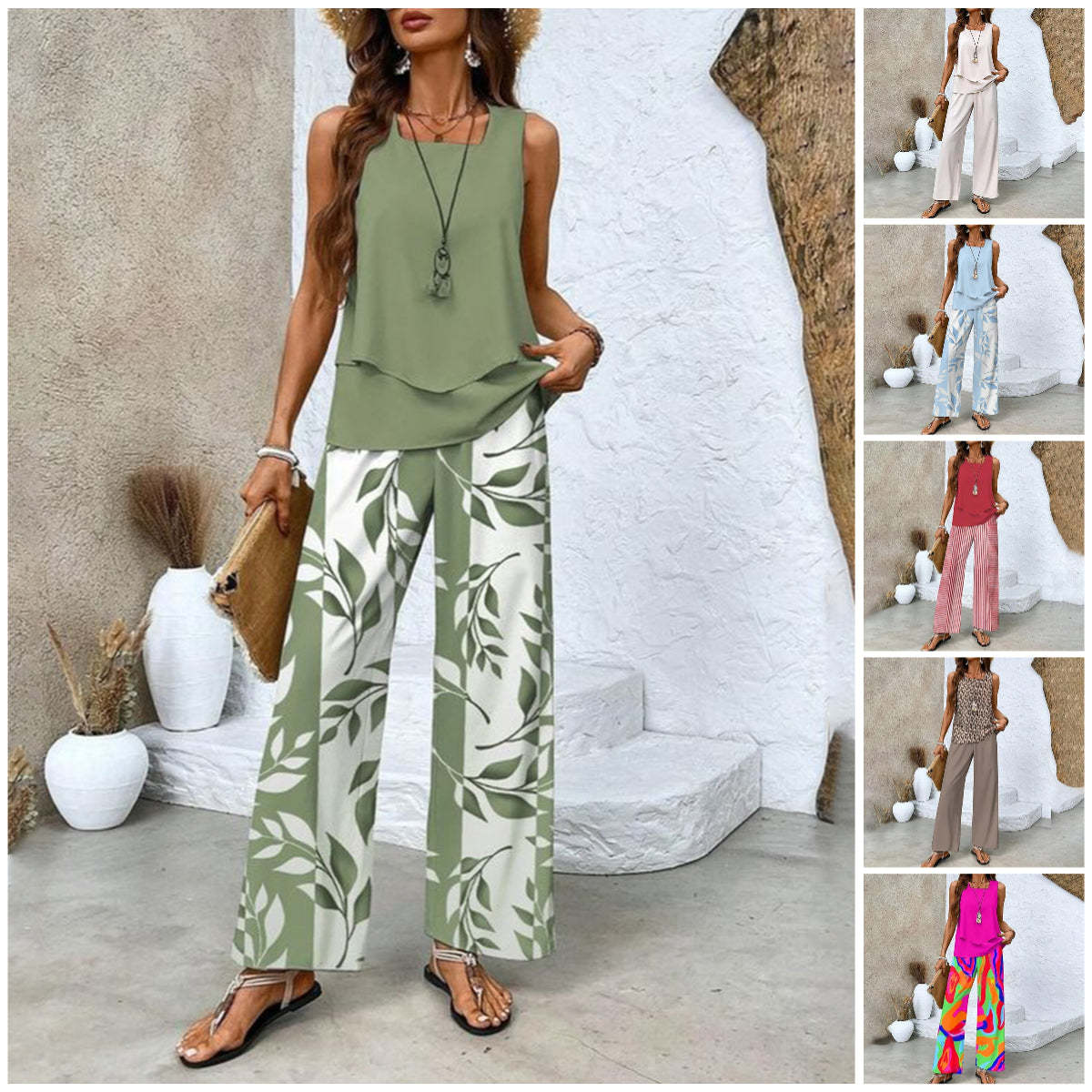 🔥Mother's Day Hot Sale 50% OFF🌺Women's Trendy Print 2 Piece Outfits 