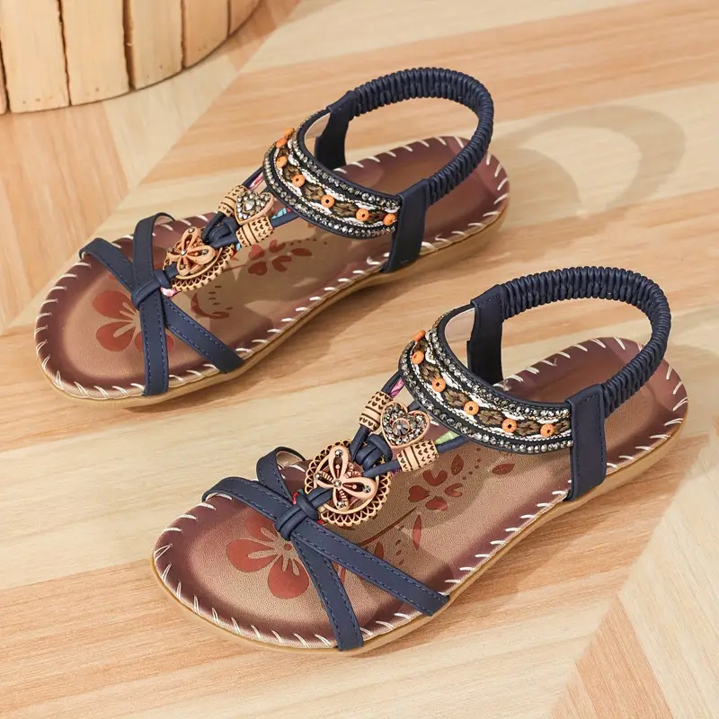 Women's Elegant Rhinestone Butterfly Flat Sandals