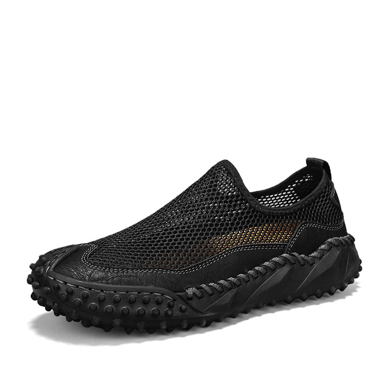 ⏰Fresh Steps – 60% OFF🛒 Men’s Slip-On Orthopedic Casual Walking Shoes – Breathable Mesh, Leather Trim, Arch Support & Non-Slip Rubber Sole for Outdoor Trekking