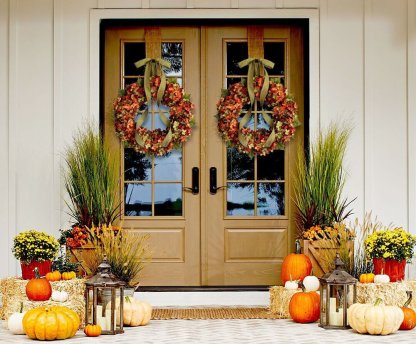 Autumn Blended Hydrangea Fall Front Door Outdoor Hydrangea Wreaths