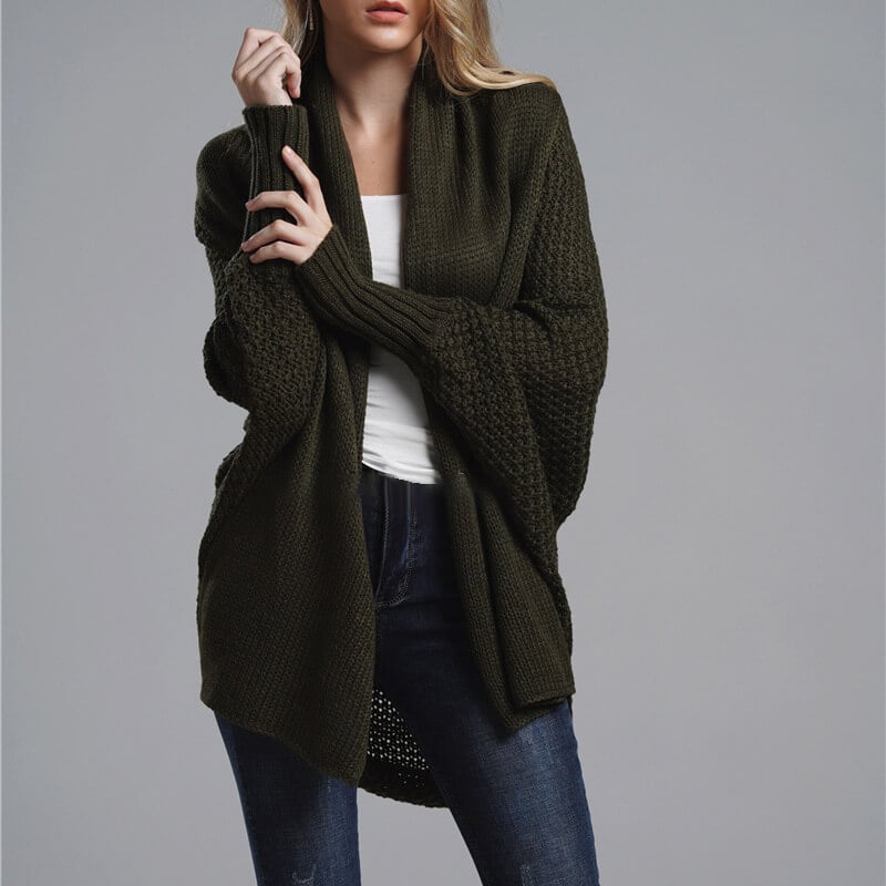 Bat sleeve Plus Size Long Knit Cardigan