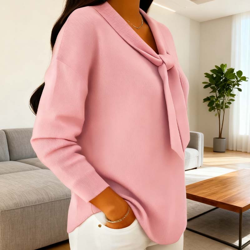 Women's Bow V-Neck Sweater