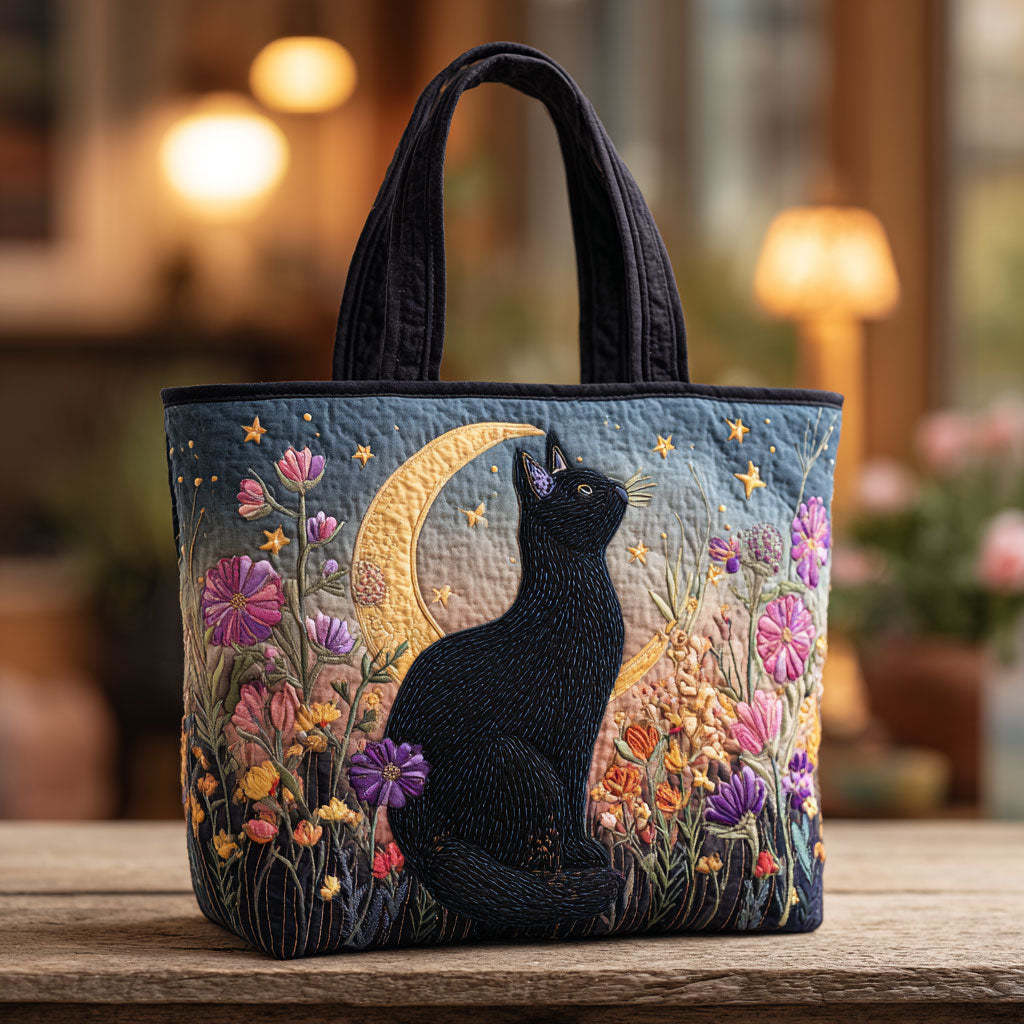 Blossom Night Cat CW2309003CL Quilted Tote Bag