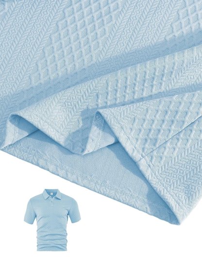 Men's Solid Polo Shirt & Drawstring Waist Shorts Set, Cozy Breathable Two-piece Outfits