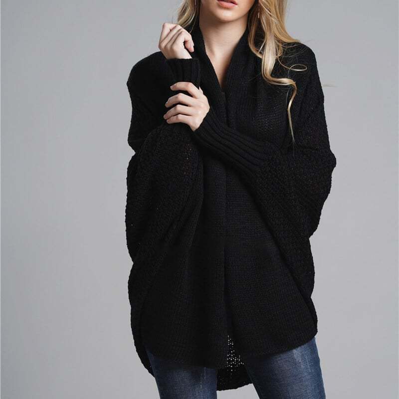 Bat sleeve Plus Size Long Knit Cardigan