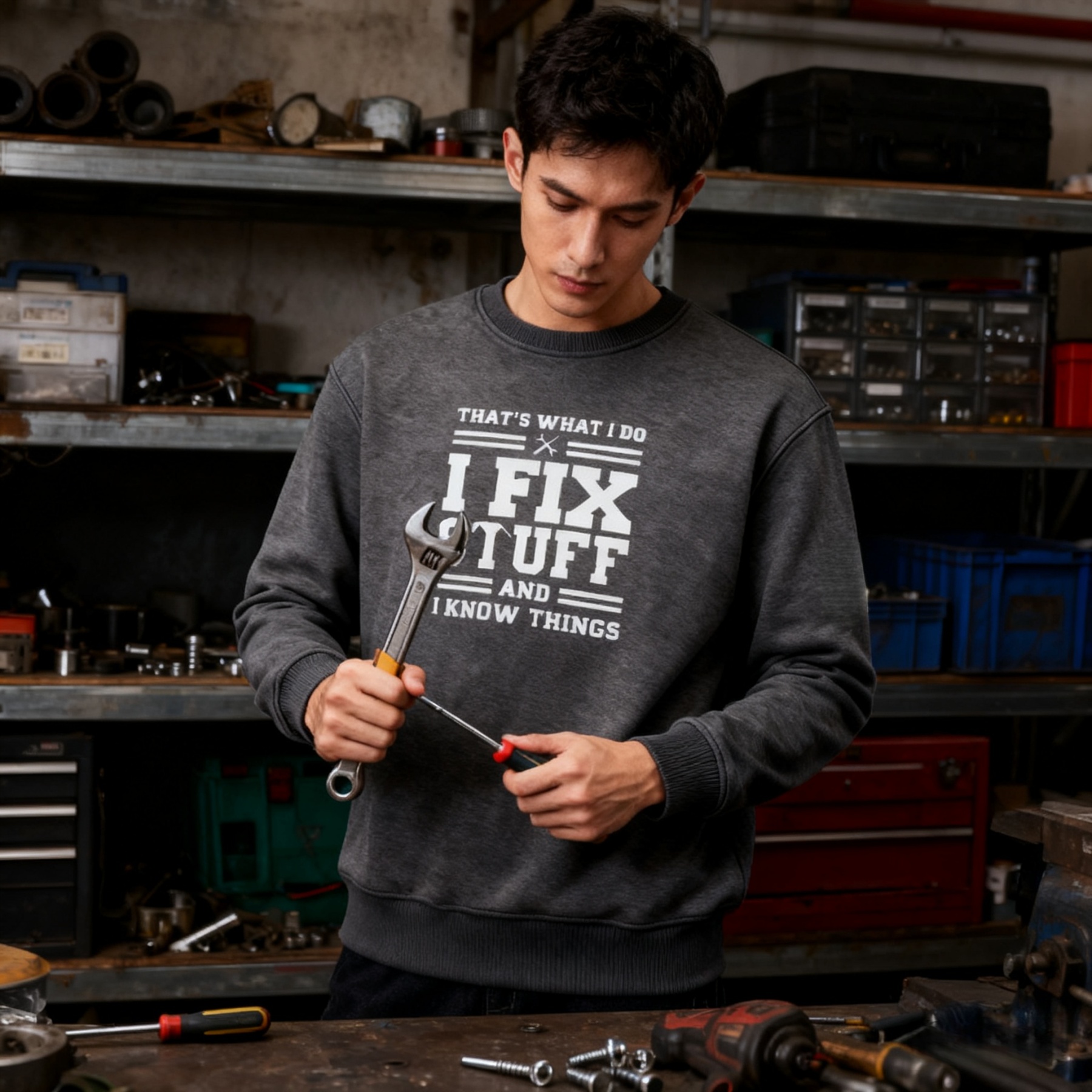 🔥“I Fix Stuff & Know Things” Tee – The Perfect T-Shirt for Problem Solvers 🔧