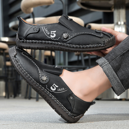 Men’s Leather Slip-On Loafers – Comfortable, Breathable & Supportive Driving Shoes with Grippy Sole for Daily Wear