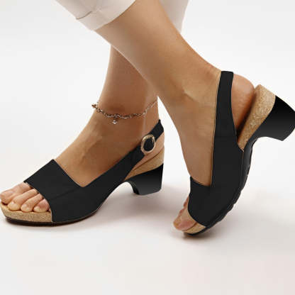 Orthopedic Women Sandals (Top Grain Leather) Breathable Arch Support Wedge Slip on Vintage Summer