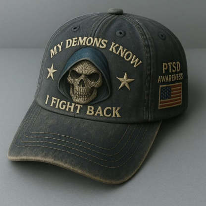 PTSD Awareness Veterans Challenge Hat – I Fight Back, Every Day