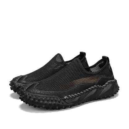 ⏰Fresh Steps – 60% OFF🛒 Men’s Slip-On Orthopedic Casual Walking Shoes – Breathable Mesh, Leather Trim, Arch Support & Non-Slip Rubber Sole for Outdoor Trekking