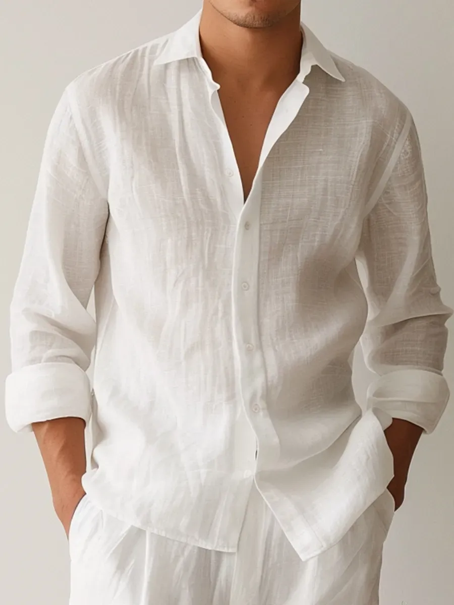 🍂 Early Fall Deal 49% OFF 🍂Men's Cotton-Linen Shirt Basics Solid Color Breathable Plus Size Shirts