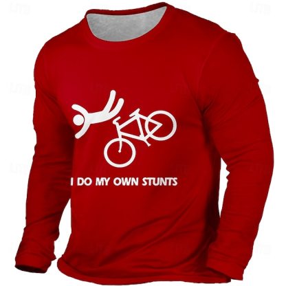 Men's I Do My Own Stunts Funny Slang T Shirt Long Sleeve T shirt 3D Print Crew Neck Shirt Fashion Daily Basic Street Casual Daily Black Red Blue Clothing