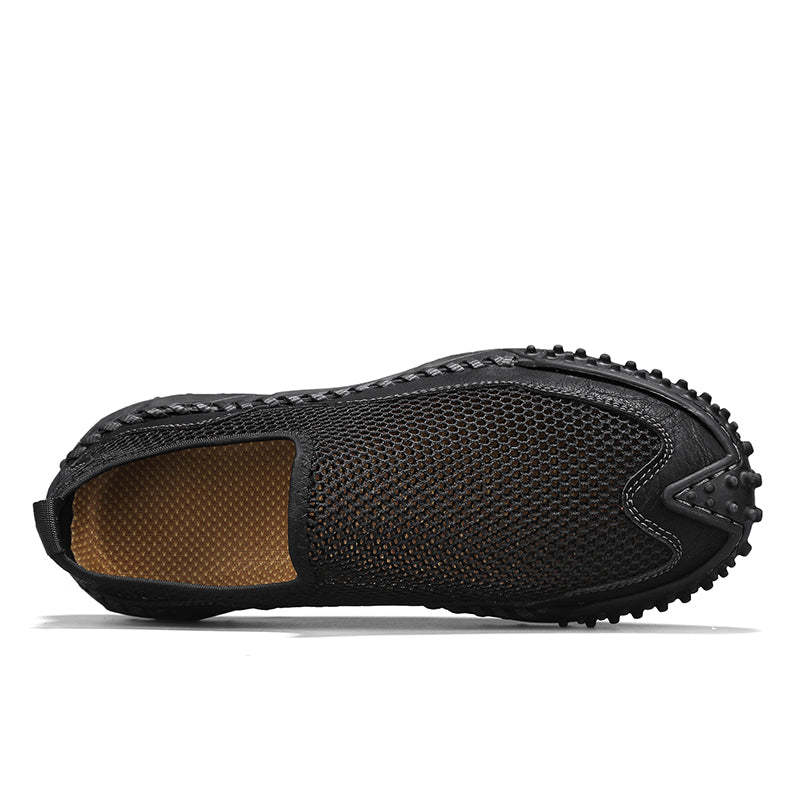 ⏰Fresh Steps – 60% OFF🛒 Men’s Slip-On Orthopedic Casual Walking Shoes – Breathable Mesh, Leather Trim, Arch Support & Non-Slip Rubber Sole for Outdoor Trekking