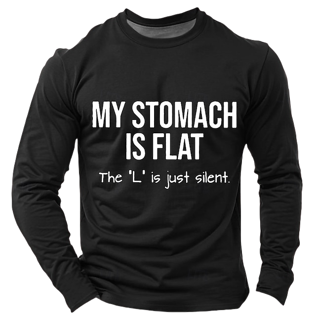 Men's Funny Slang T Shirt Long Sleeve T shirt 3D Print Crew Neck Shirt Fashion Daily Basic Street Casual Daily Black Red Blue Summer Spring All Seasons Clothing Apparel