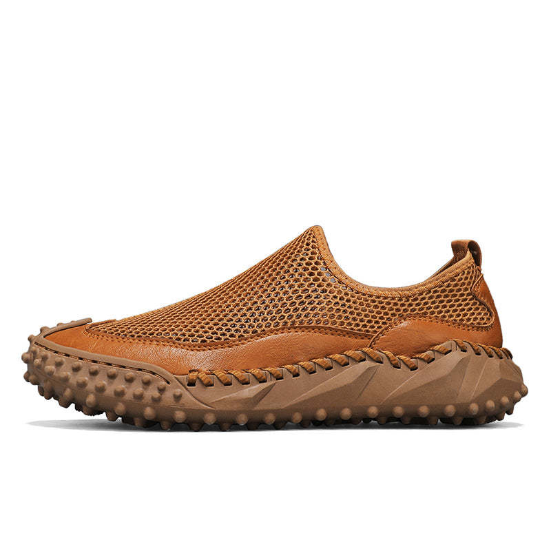 ⏰Fresh Steps – 60% OFF🛒 Men’s Slip-On Orthopedic Casual Walking Shoes – Breathable Mesh, Leather Trim, Arch Support & Non-Slip Rubber Sole for Outdoor Trekking