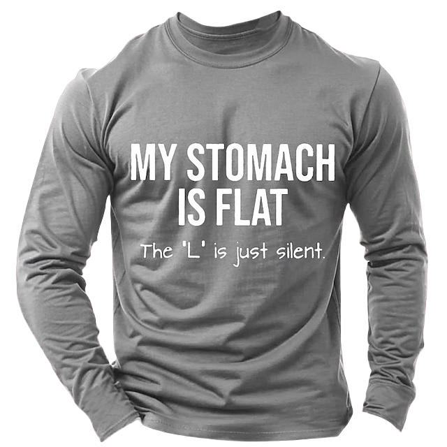 Men's Funny Slang T Shirt Long Sleeve T shirt 3D Print Crew Neck Shirt Fashion Daily Basic Street Casual Daily Black Red Blue Summer Spring All Seasons Clothing Apparel