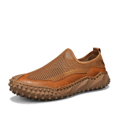 ⏰Fresh Steps – 60% OFF🛒 Men’s Slip-On Orthopedic Casual Walking Shoes – Breathable Mesh, Leather Trim, Arch Support & Non-Slip Rubber Sole for Outdoor Trekking