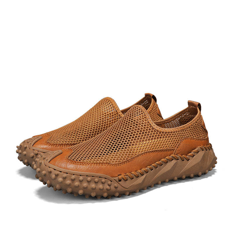 ⏰Fresh Steps – 60% OFF🛒 Men’s Slip-On Orthopedic Casual Walking Shoes – Breathable Mesh, Leather Trim, Arch Support & Non-Slip Rubber Sole for Outdoor Trekking