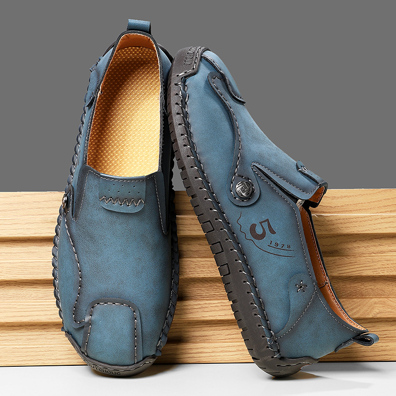 Men’s Leather Slip-On Loafers – Comfortable, Breathable & Supportive Driving Shoes with Grippy Sole for Daily Wear