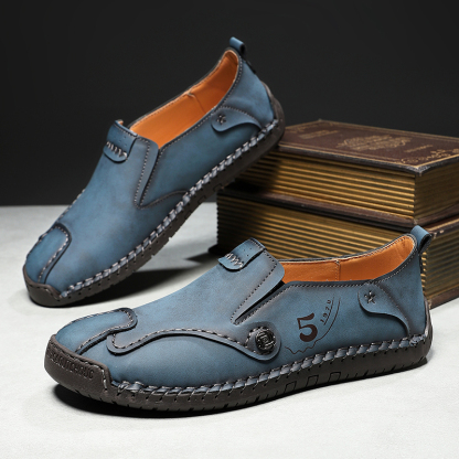 Men’s Leather Slip-On Loafers – Comfortable, Breathable & Supportive Driving Shoes with Grippy Sole for Daily Wear