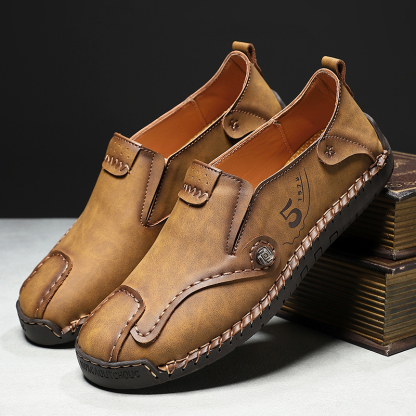 Men’s Leather Slip-On Loafers – Comfortable, Breathable & Supportive Driving Shoes with Grippy Sole for Daily Wear