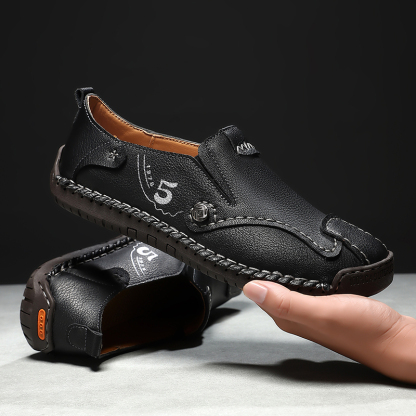Men’s Leather Slip-On Loafers – Comfortable, Breathable & Supportive Driving Shoes with Grippy Sole for Daily Wear