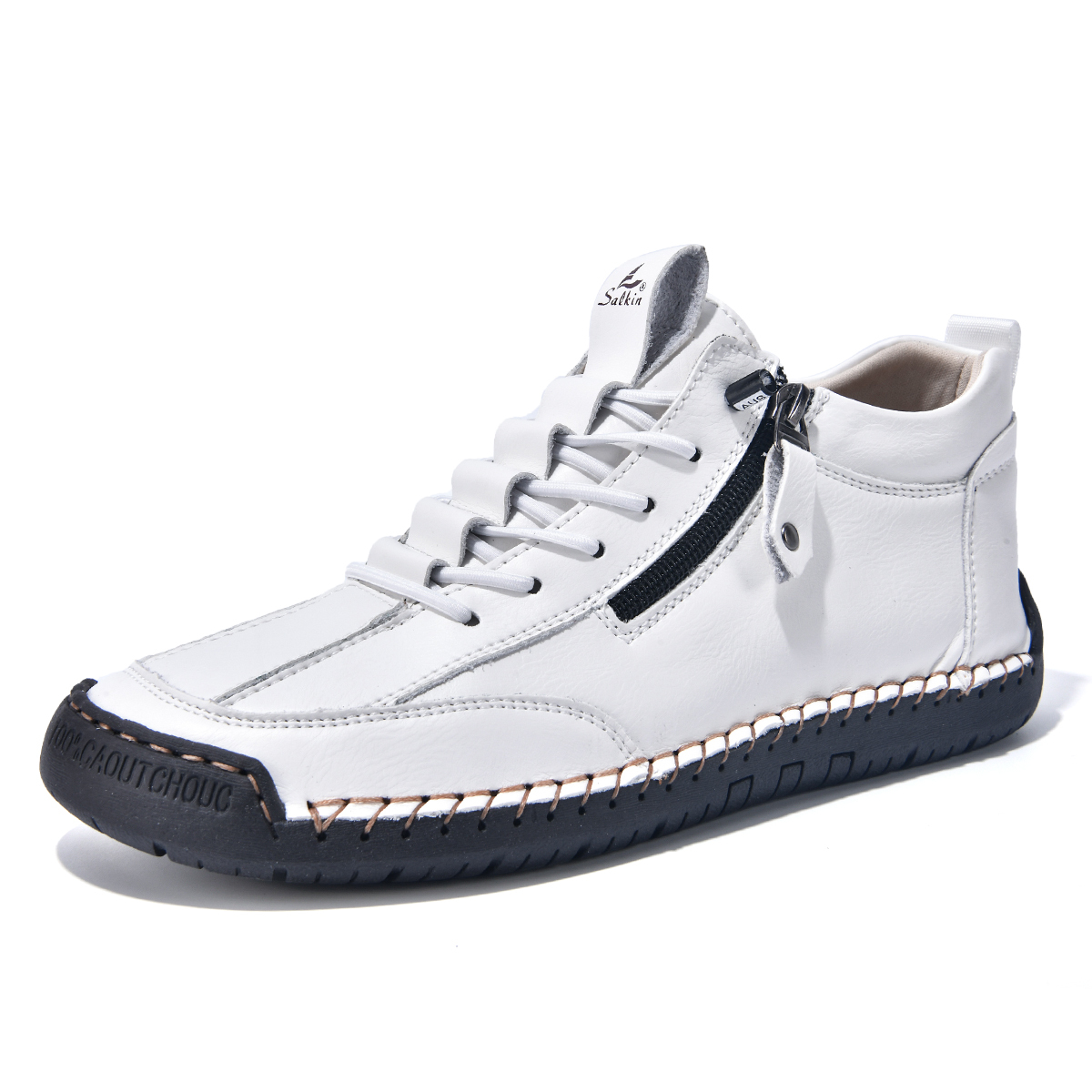 (⏰LAST DAY-70% OFF🛒)Men’s Outdoor Casual Leather Boots – First Layer Cowhide, Wide Toe, Arch Support, Zipper & Slip-On, Comfortable for Walking & Driving