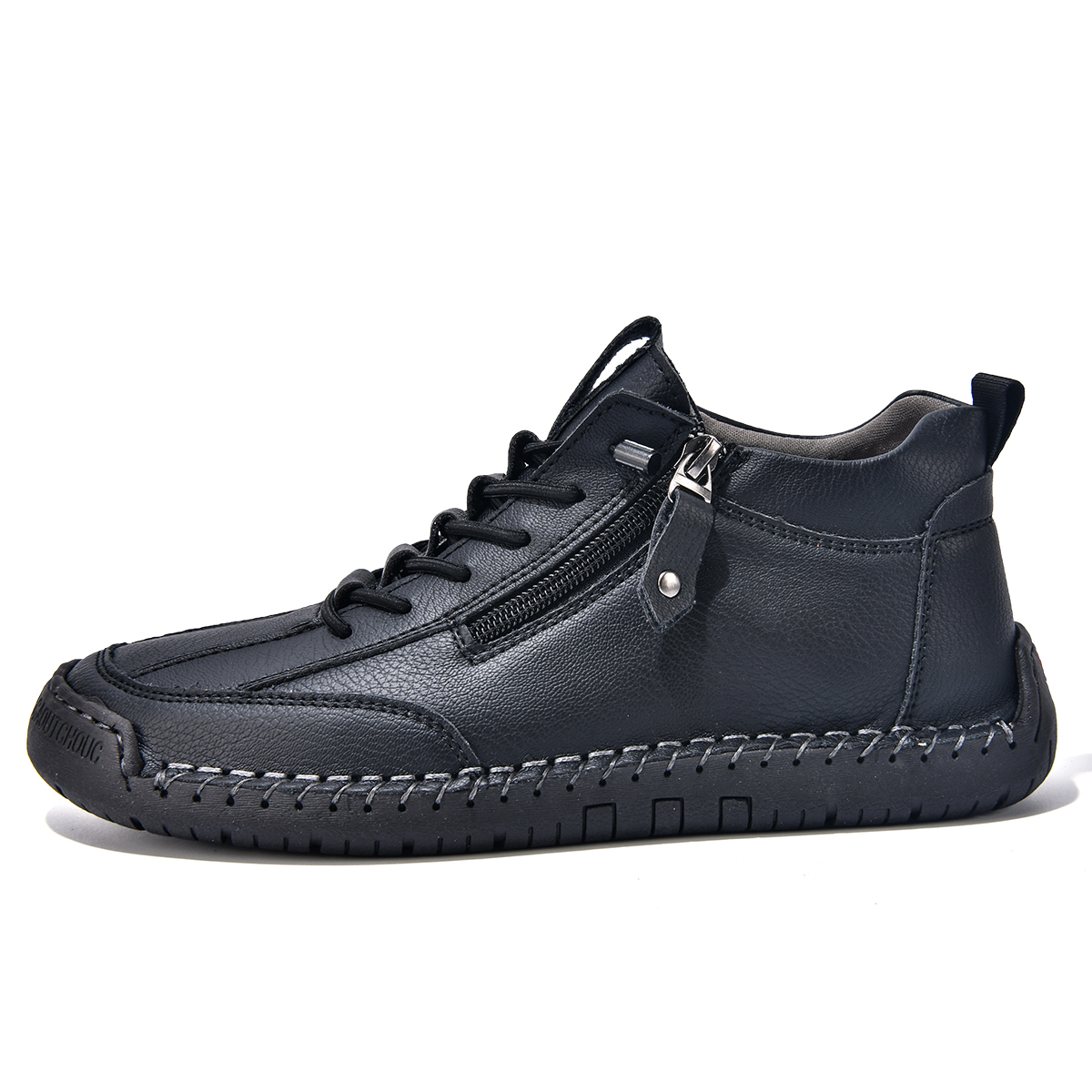 (⏰LAST DAY-70% OFF🛒)Men’s Outdoor Casual Leather Boots – First Layer Cowhide, Wide Toe, Arch Support, Zipper & Slip-On, Comfortable for Walking & Driving