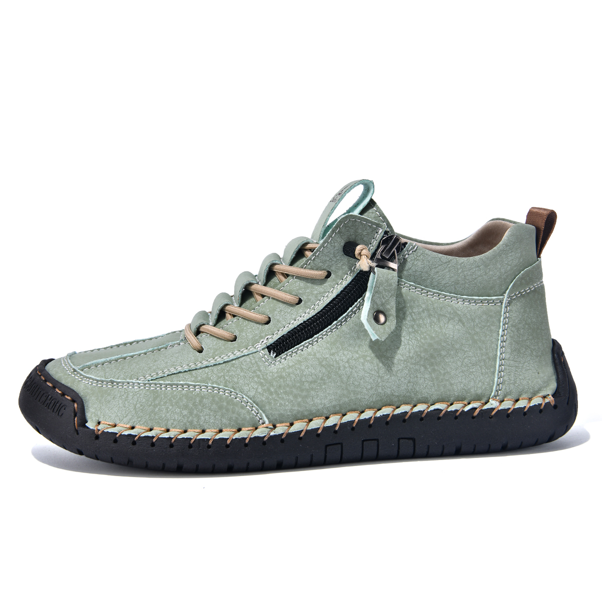 (⏰LAST DAY-70% OFF🛒)Men’s Outdoor Casual Leather Boots – First Layer Cowhide, Wide Toe, Arch Support, Zipper & Slip-On, Comfortable for Walking & Driving
