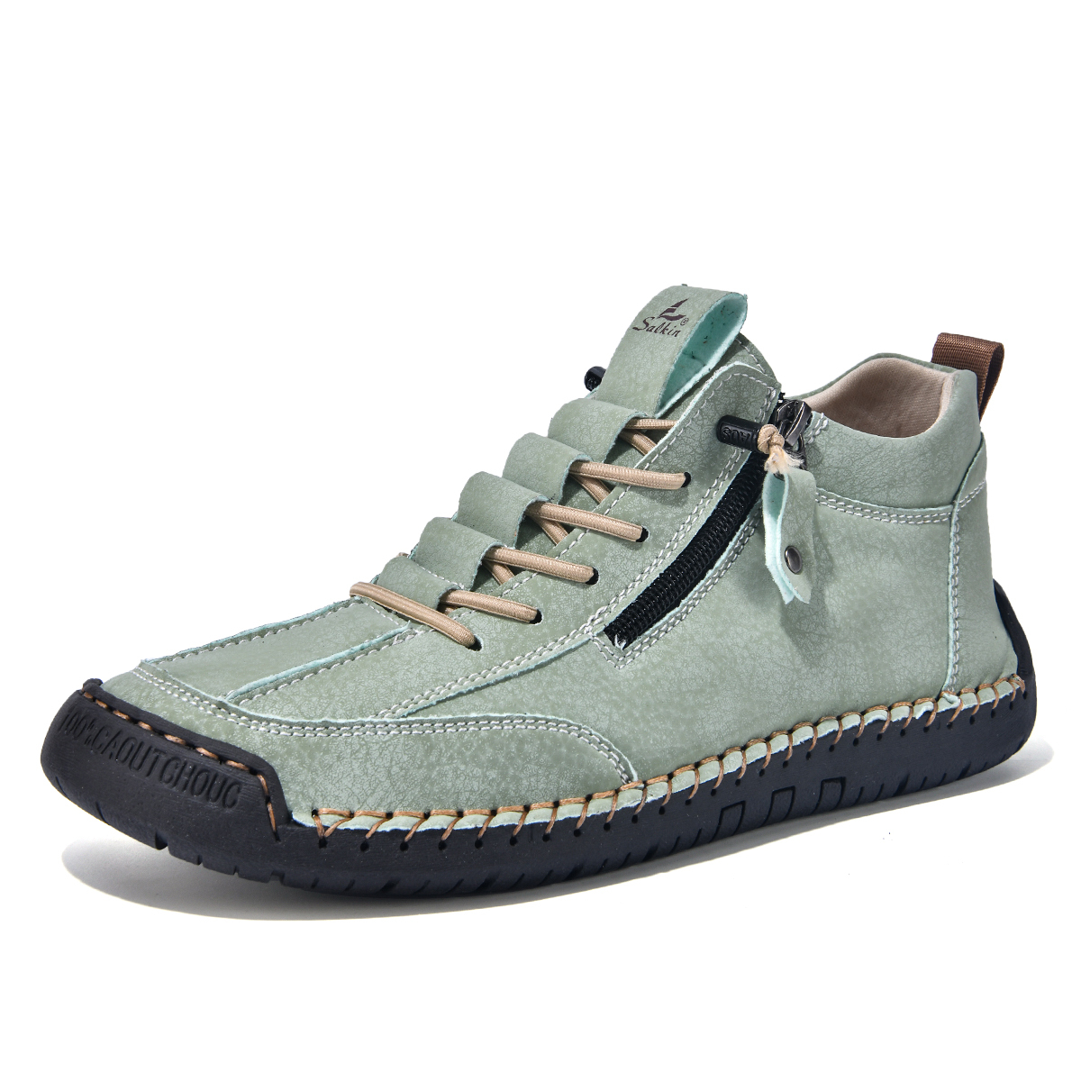 (⏰LAST DAY-70% OFF🛒)Men’s Outdoor Casual Leather Boots – First Layer Cowhide, Wide Toe, Arch Support, Zipper & Slip-On, Comfortable for Walking & Driving