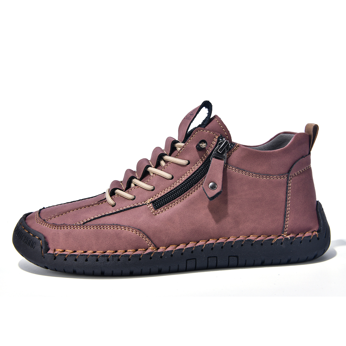 (⏰LAST DAY-70% OFF🛒)Men’s Outdoor Casual Leather Boots – First Layer Cowhide, Wide Toe, Arch Support, Zipper & Slip-On, Comfortable for Walking & Driving