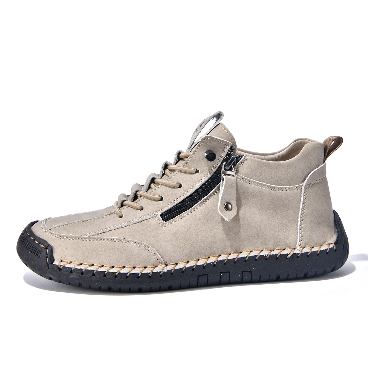 (⏰LAST DAY-70% OFF🛒)Men’s Outdoor Casual Leather Boots – First Layer Cowhide, Wide Toe, Arch Support, Zipper & Slip-On, Comfortable for Walking & Driving