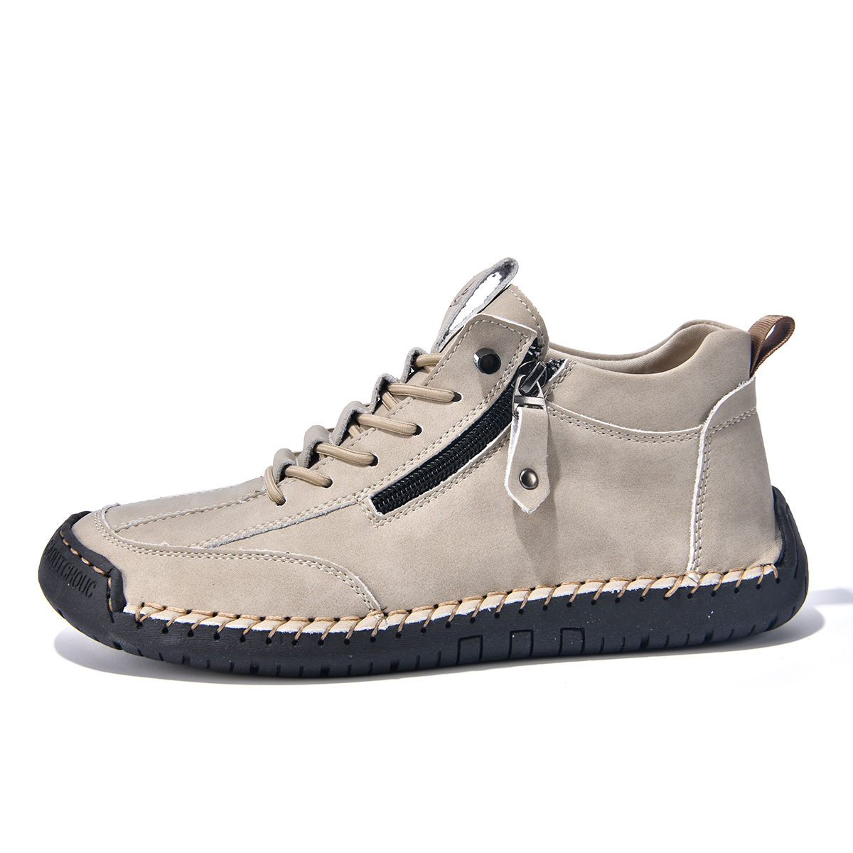 (⏰LAST DAY-70% OFF🛒)Men’s Outdoor Casual Leather Boots – First Layer Cowhide, Wide Toe, Arch Support, Zipper & Slip-On, Comfortable for Walking & Driving