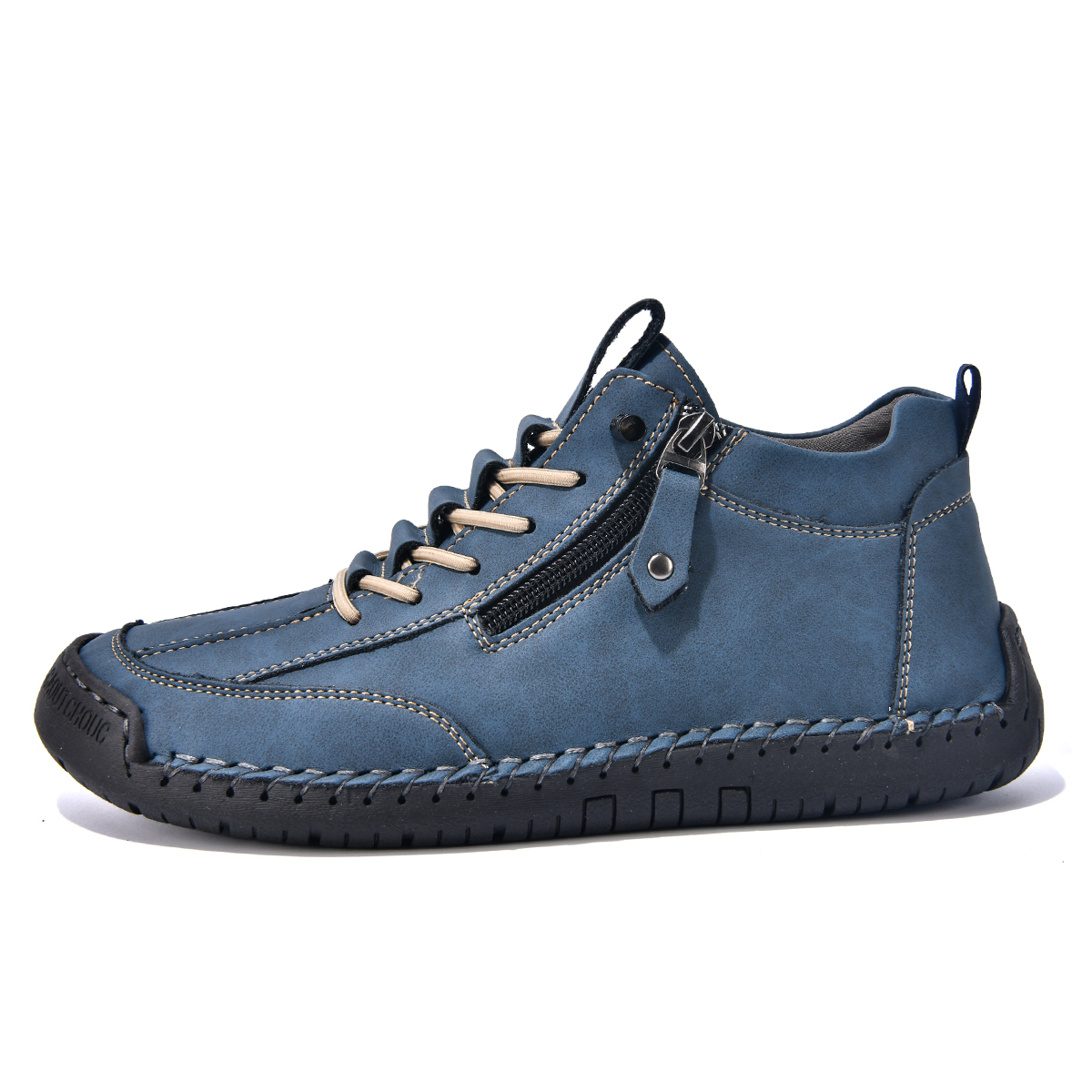 (⏰LAST DAY-70% OFF🛒)Men’s Outdoor Casual Leather Boots – First Layer Cowhide, Wide Toe, Arch Support, Zipper & Slip-On, Comfortable for Walking & Driving