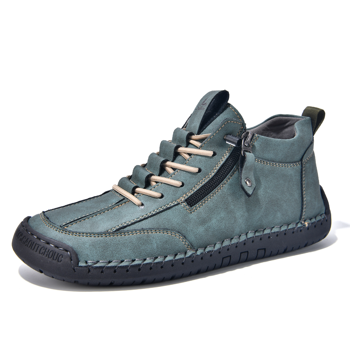 (⏰LAST DAY-70% OFF🛒)Men’s Outdoor Casual Leather Boots – First Layer Cowhide, Wide Toe, Arch Support, Zipper & Slip-On, Comfortable for Walking & Driving