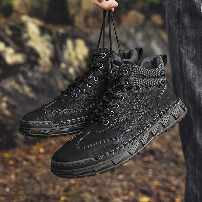 ⏰LAST DAY-70% OFF🛒Men’s Outdoor Leather Boots – Handmade, Arch Support, Lightweight and Non-Slip for Walking & Driving