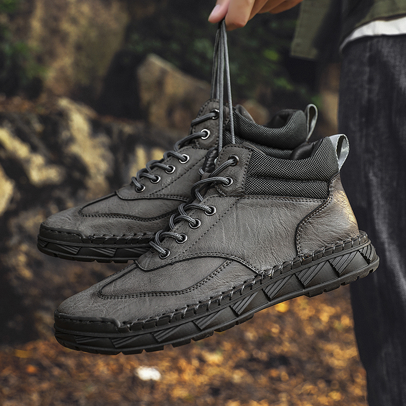 ⏰LAST DAY-70% OFF🛒Men’s Outdoor Leather Boots – Handmade, Arch Support, Lightweight and Non-Slip for Walking & Driving