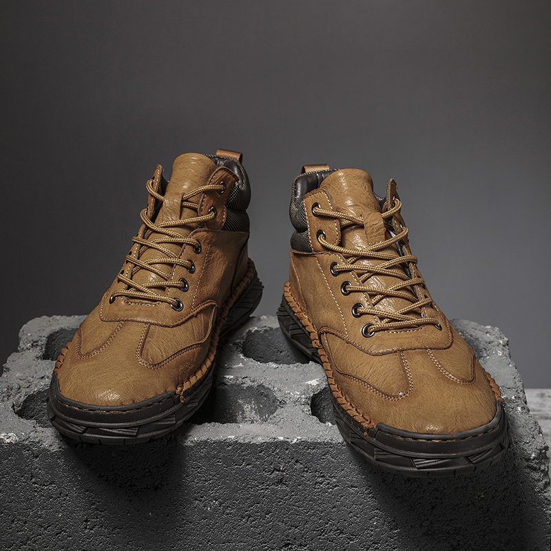 ⏰LAST DAY-70% OFF🛒Men’s Outdoor Leather Boots – Handmade, Arch Support, Lightweight and Non-Slip for Walking & Driving