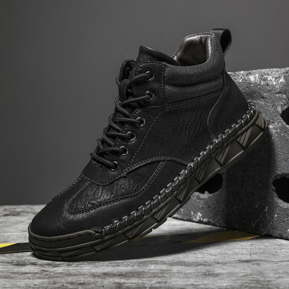 ⏰LAST DAY-70% OFF🛒Men’s Outdoor Leather Boots – Handmade, Arch Support, Lightweight and Non-Slip for Walking & Driving