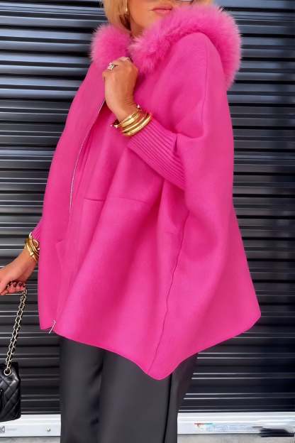 🔥Limited Time Discount💥Women Fur Collar Solid Color Casual Jacket