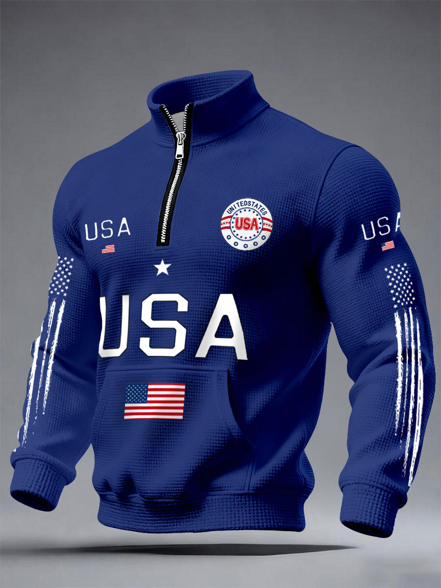 Men's USA Flag Waffle Sweatshirts