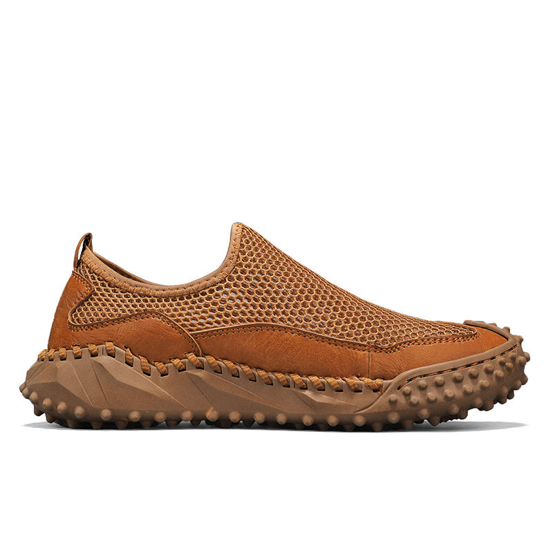 ⏰Fresh Steps – 60% OFF🛒 Men’s Slip-On Orthopedic Casual Walking Shoes – Breathable Mesh, Leather Trim, Arch Support & Non-Slip Rubber Sole for Outdoor Trekking