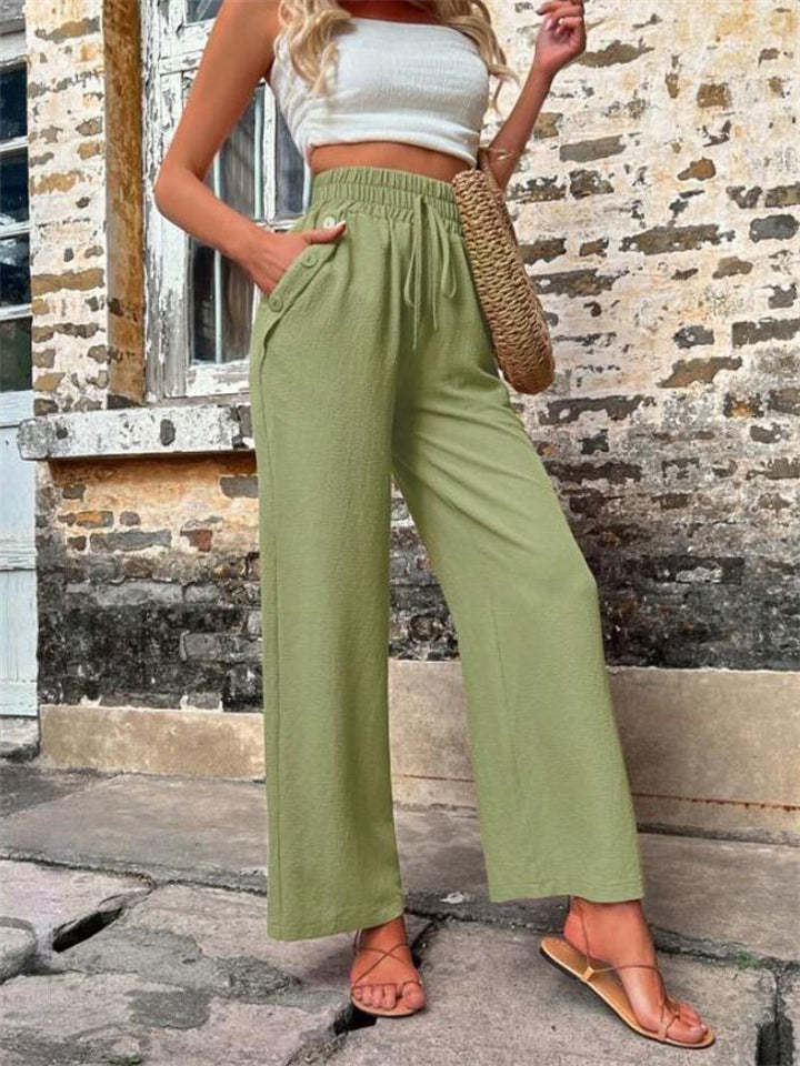 Ladies Stylish New High-rise Solid Casual Pants